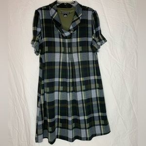 Jessica Howard short sleeve dress XL plaid lined cowl neck